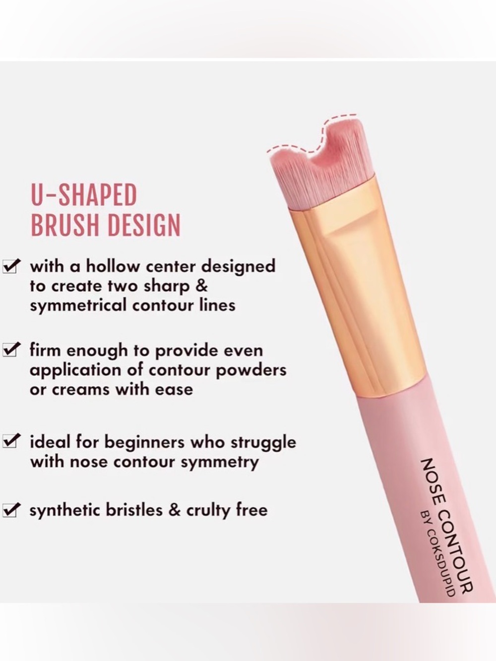 Nose Contour Dual-Ended Sculpting Brush - Pink 2 in 1 nwt - Picture 3 of 8